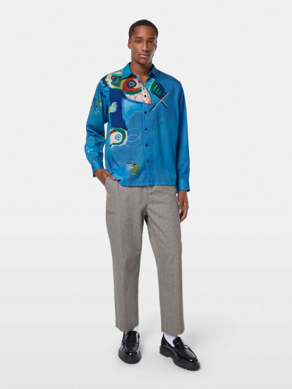 SCOTCH&SODA TENCEL PLACEMENT PRINTED RELAXED-FIT SHIRT