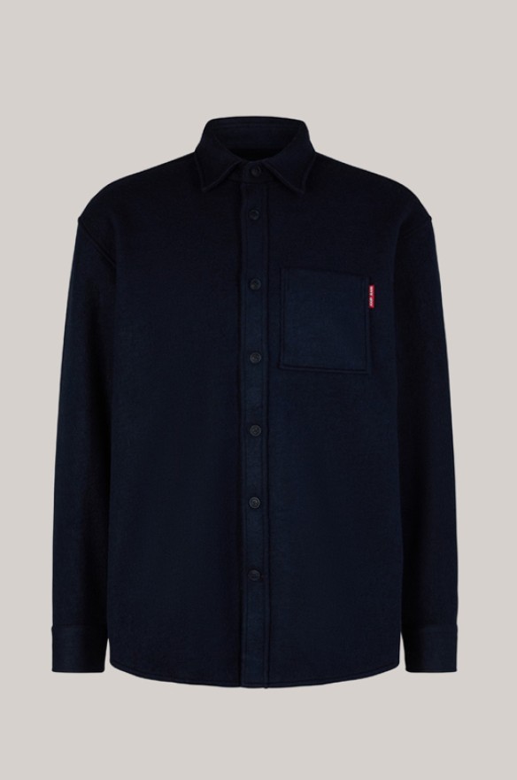 JOOP FLEECE SHIRT-STYLE HAKO JACKET IN MOTTLED NAVY